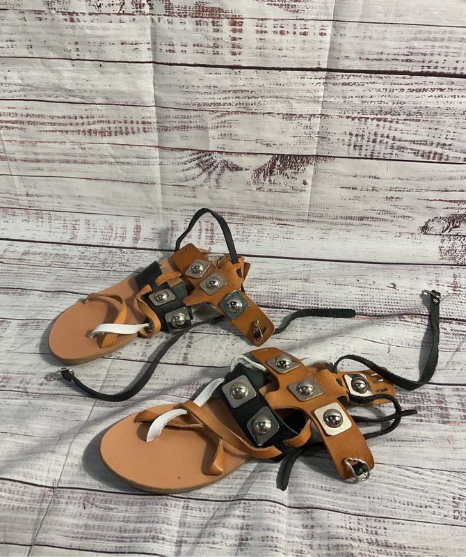 Ancient Greek Sandals Women's Metal Pattern Strappy Sandals Size 38 EU / 8 US