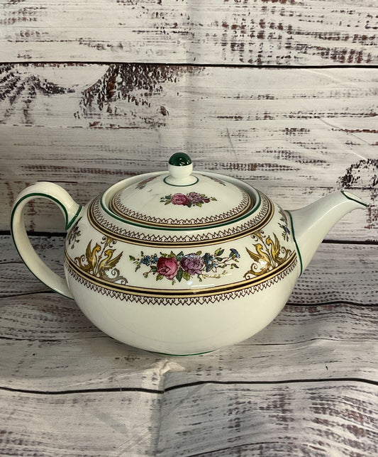 Wedgwood Columbia Bone China Floral Teapot Multicolor