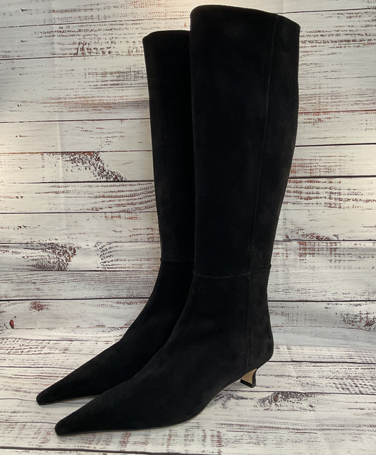 Aeyde Zazie Women's Black Suede Knee High Pointed Boots Size 11 Made in Italy