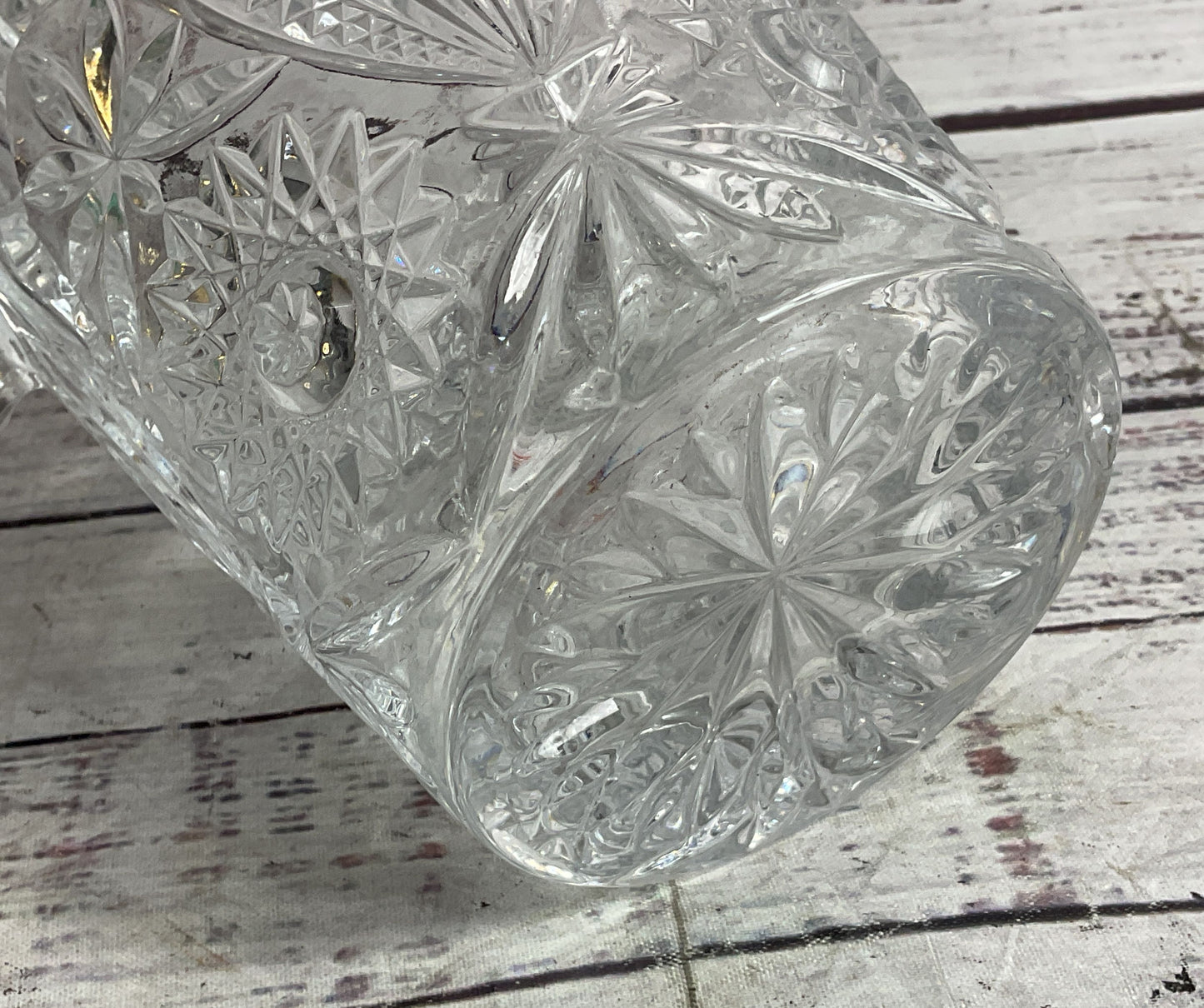 Vintage Cut Glass 5.5" Czechoslovakia Ice Bucket Clear