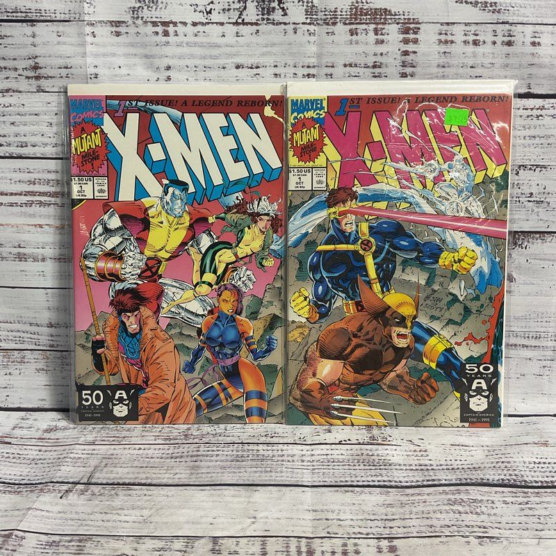 Lot Of 2 Vtg. 1991 X Men 1st Issue Variant Covers Ungraded Marvel Comic Books