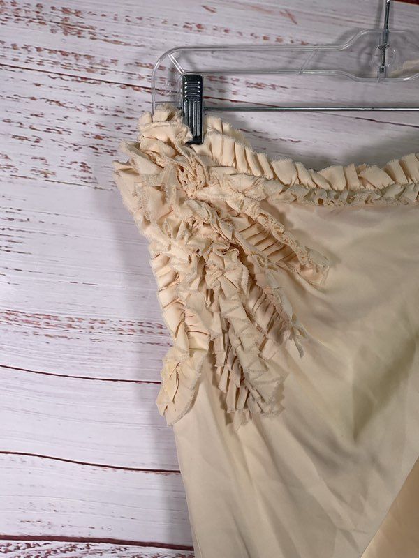Robert Rodriguez Women's One Shoulder Ruffled Cream Top Size 0 Silk Blend