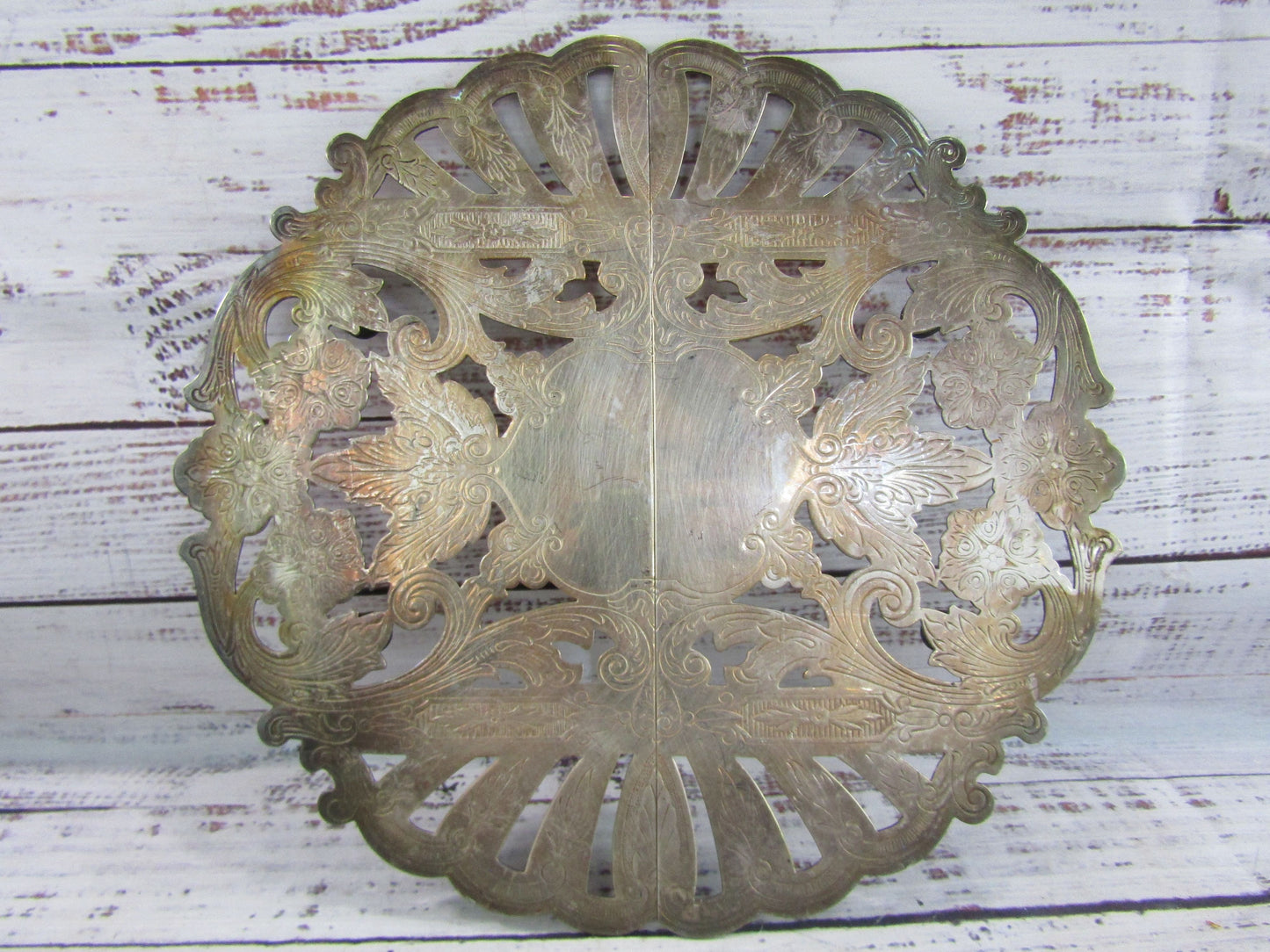 Vintage Wallace Floral Etched Silver Plated Trivet 7333