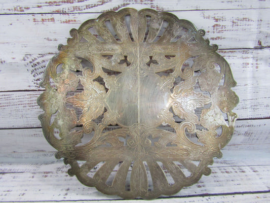 Vintage Wallace Floral Etched Silver Plated Trivet 7333