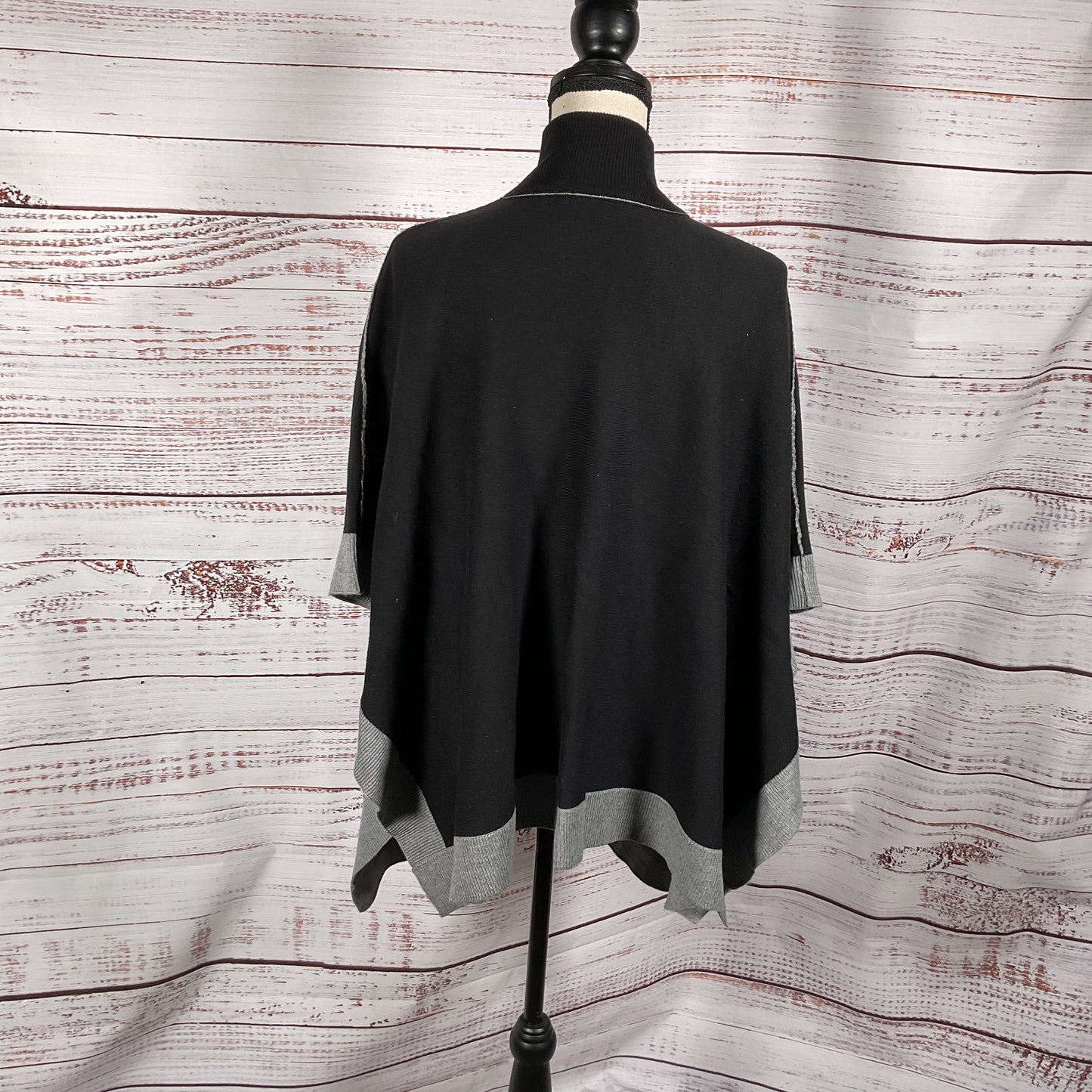Splendid Black Grey Nylon Viscose Sweater Poncho - Size X-Small