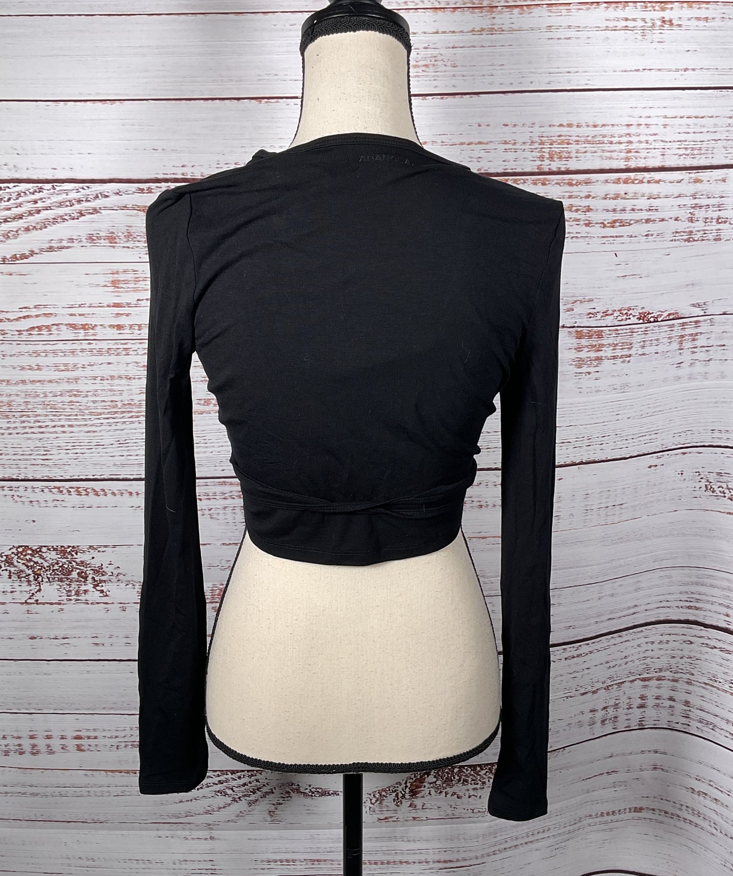 Adanola Wrap-Around Crop Top Black S