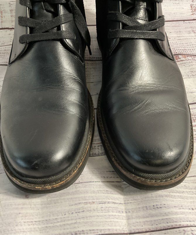 John Varvatos Black Leather Brooklyn Lug Ankle Boots Size 12 M