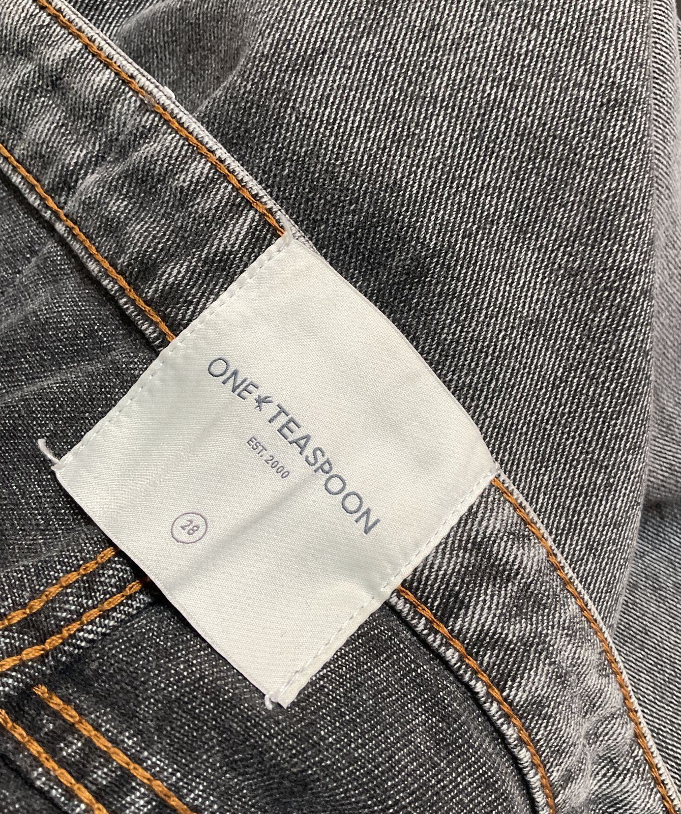 One Teaspoon Low Riders Distressed Wide Leg Jeans Gray 28