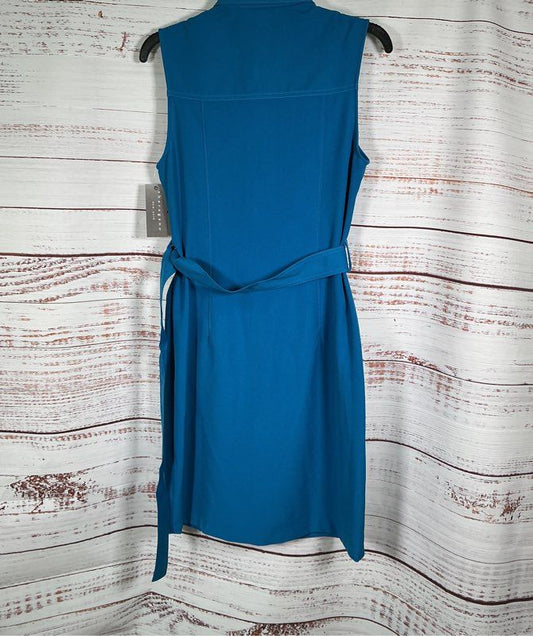 NWT Women's Sharagano Blue Sleeveless Shirt Dress Size 4 Retail $104
