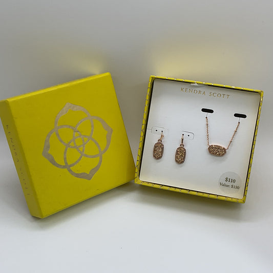 NEW KENDRA SCOTT Rose Gold Elisa Drusy Necklace and Lee Drusy Earring Set