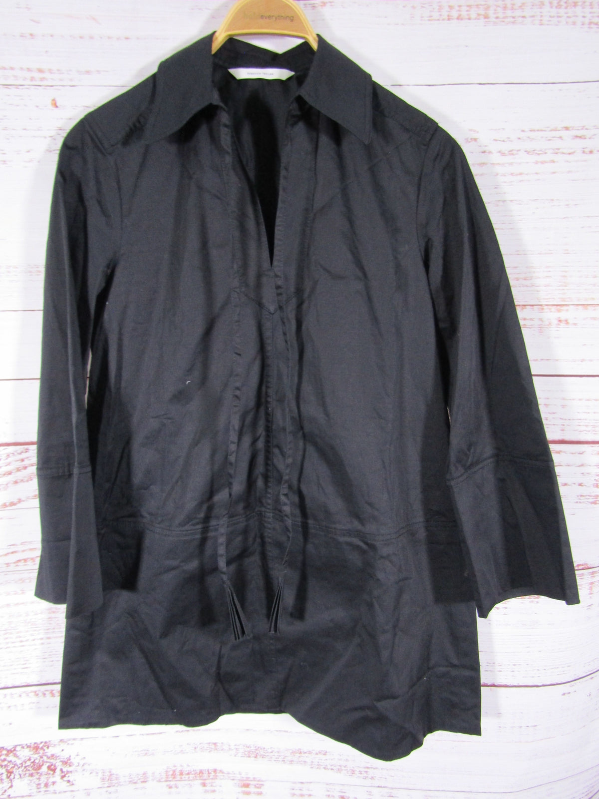 Rebecca Taylor Women's Black Heavy Cotton Dress Shirt Size XS