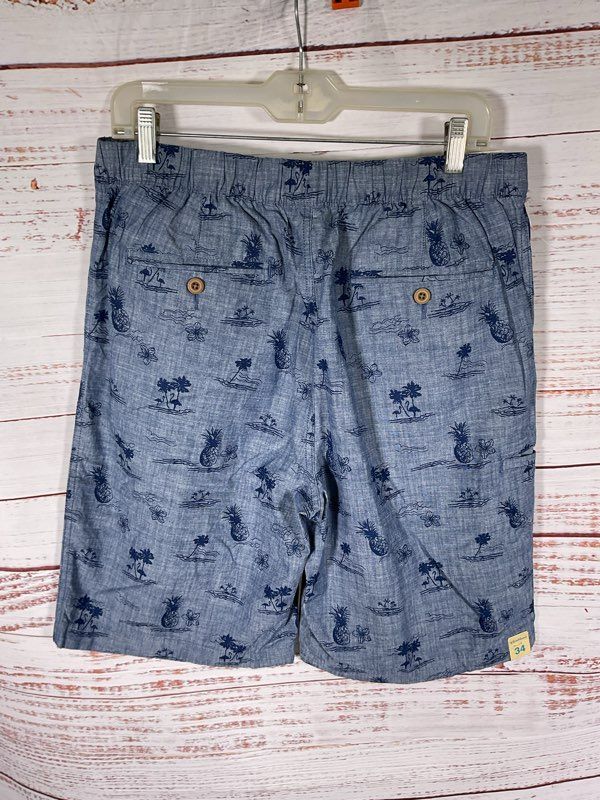 Caribbean Roundtree & Yorke Men's Reversible Drawstring Tropical Pattern Blue 34