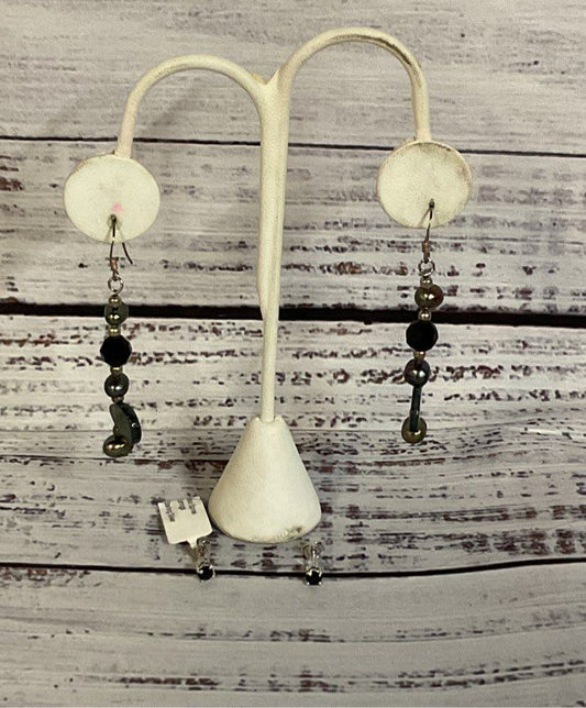Lot 2 Sterling Silver Stud Black Spinel & Drop Pearl Earrings