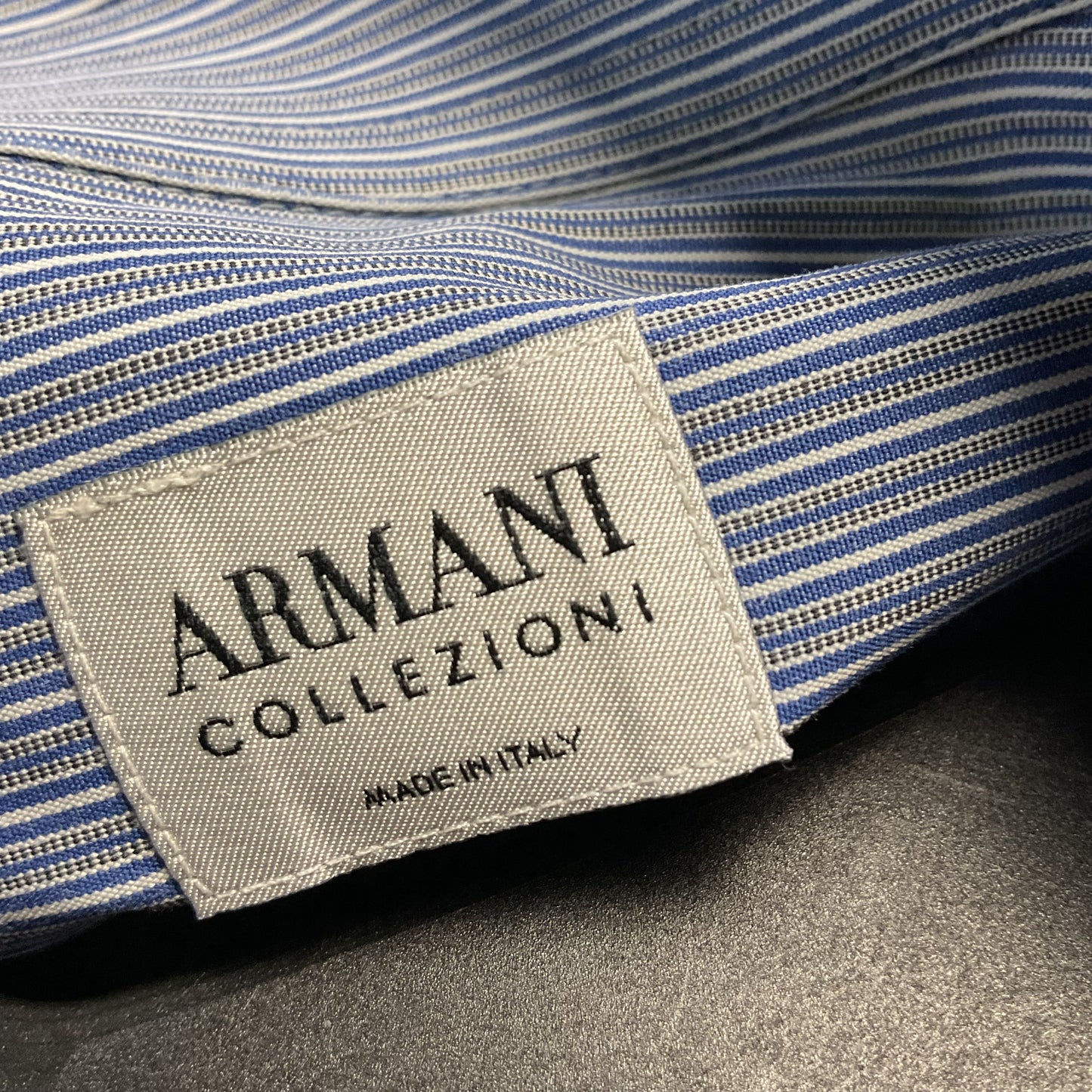 Armani Collezioni Blue White Stripe Button Up Long Sleeve Dress Shirt 16.5 42 R