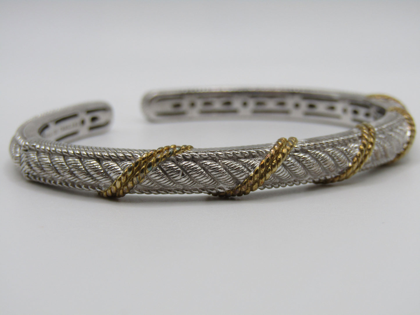 Judith Ripka Sterling Silver 2 Tone Rope Cuff Bracelet
