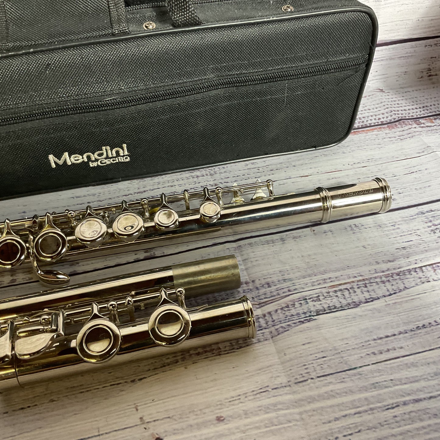 MENDINI by Cecillio Nickle Silver Student Flute with Soft Case