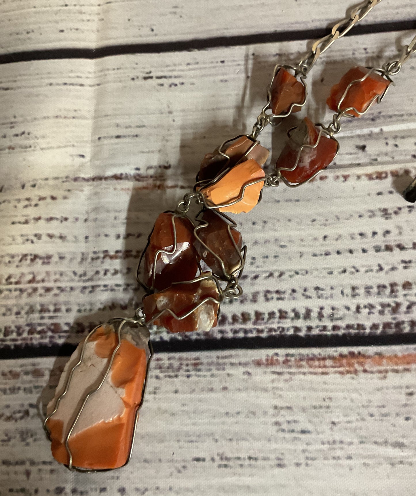 AS IS Mexico Sterling Silver Vintage Necklace with Carnelian Stones