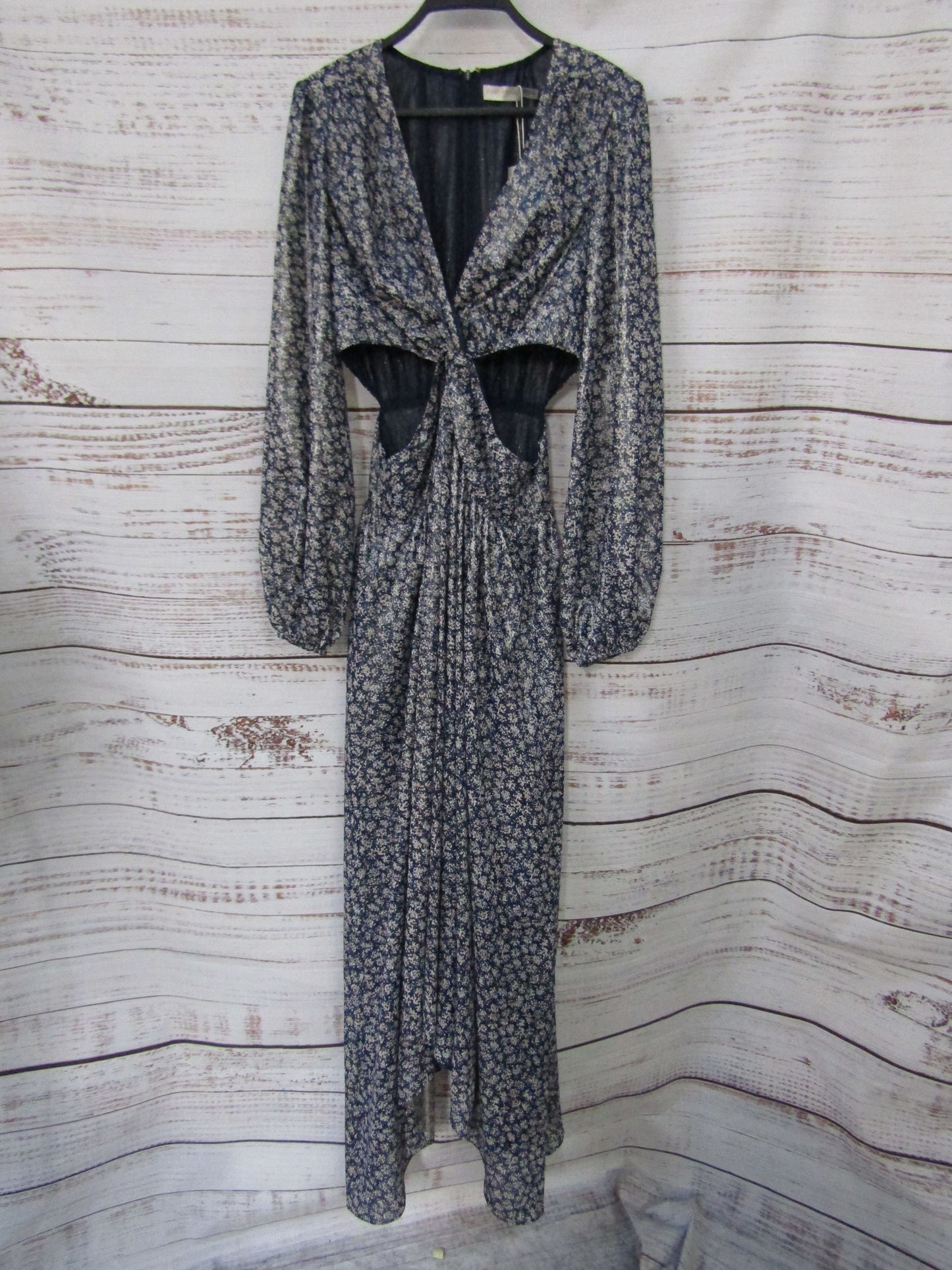 Ramy Brook Delmi Women's Blue Floral Long Sleeve Maxi Dress Size 10