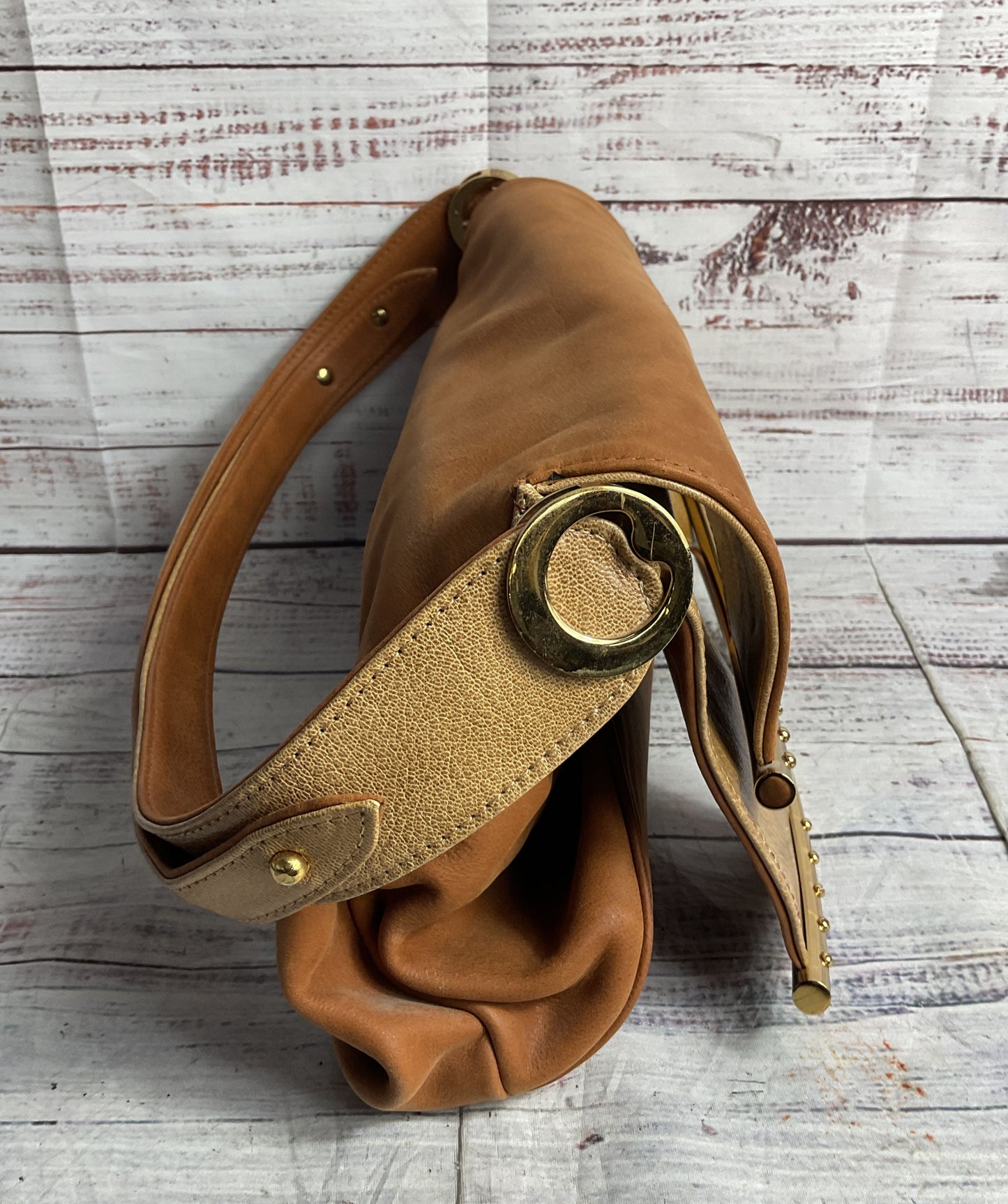 Hayward Leather Foldover Shoulder Bag Brown