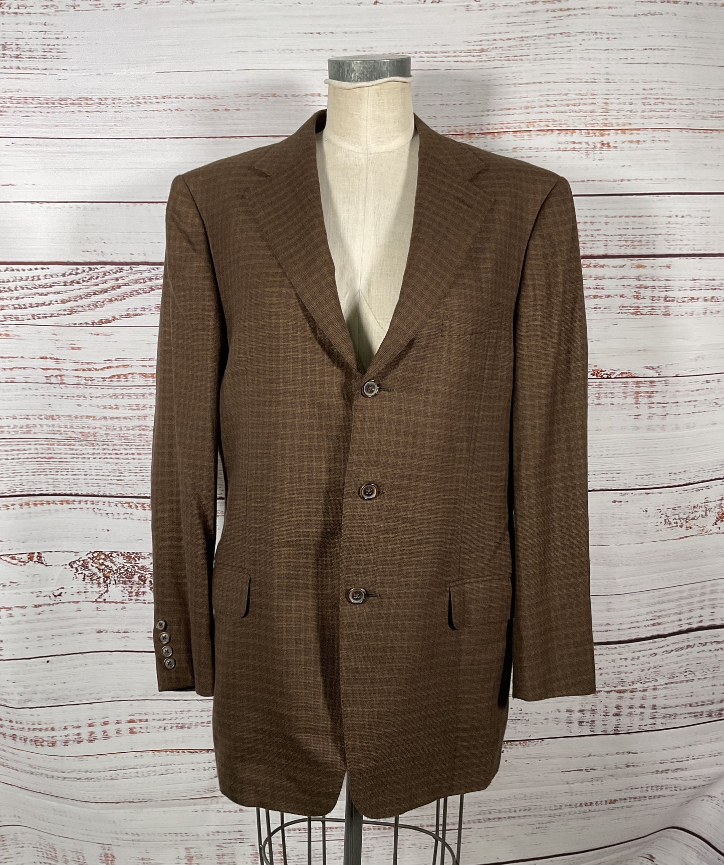 Ermenegildo Zegna Brown Cashmere 3 Button Blazer Padded Shoulder Men's - Size 52