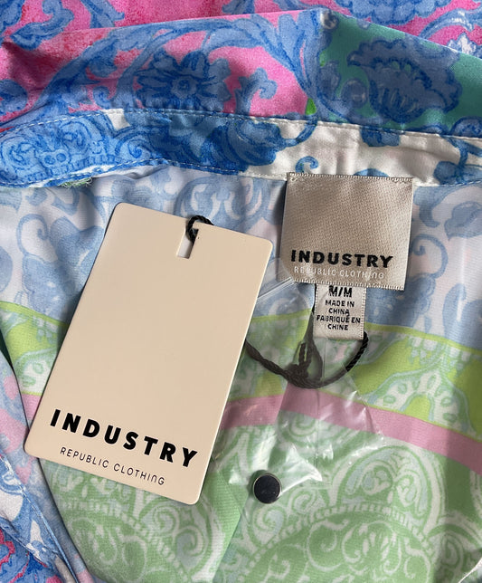 NWT Industry Republic Patchwork Print Long Sleeve Button-Down - Size Medium