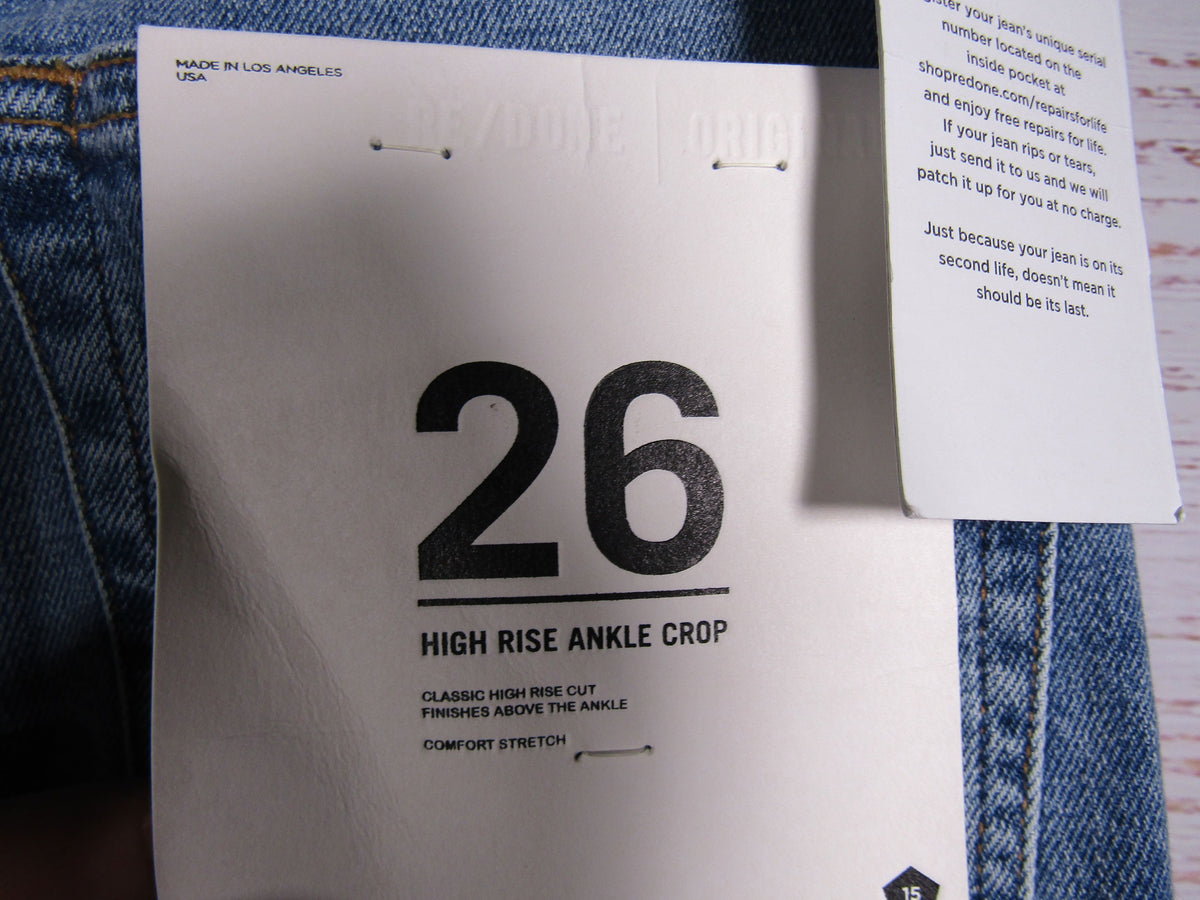 Re/Done Mid 90s High Rise Ankle Crop Jeans Size 26 190-3WHRAC