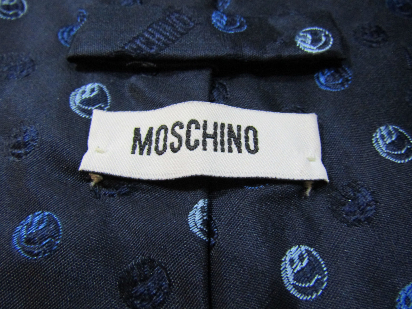 Moschino Men's Blue Bubbles Print Silk Tie Made in Italy