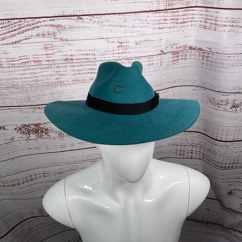 Charlie 1 Horse Teal Blue Felt Highway Black Band Floppy Cowboy Hat - Size L
