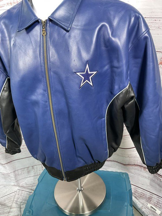 Vintage 90s NFL Dallas Cowboys Bomber Varsity Faux Leather Bomber Jacket Size L