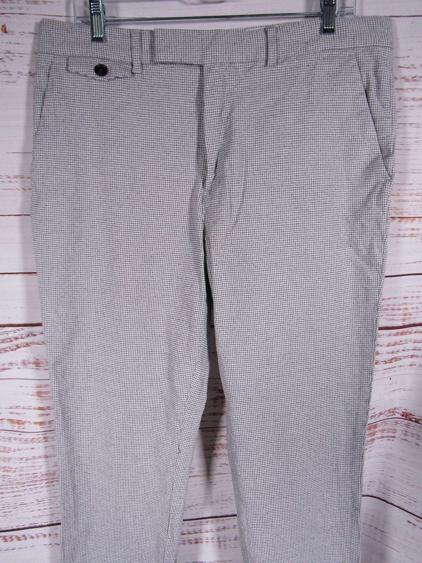 Ted Baker Handly Men's Light Gray Mirco Houndstooth Slim Fit Pants Size 34R