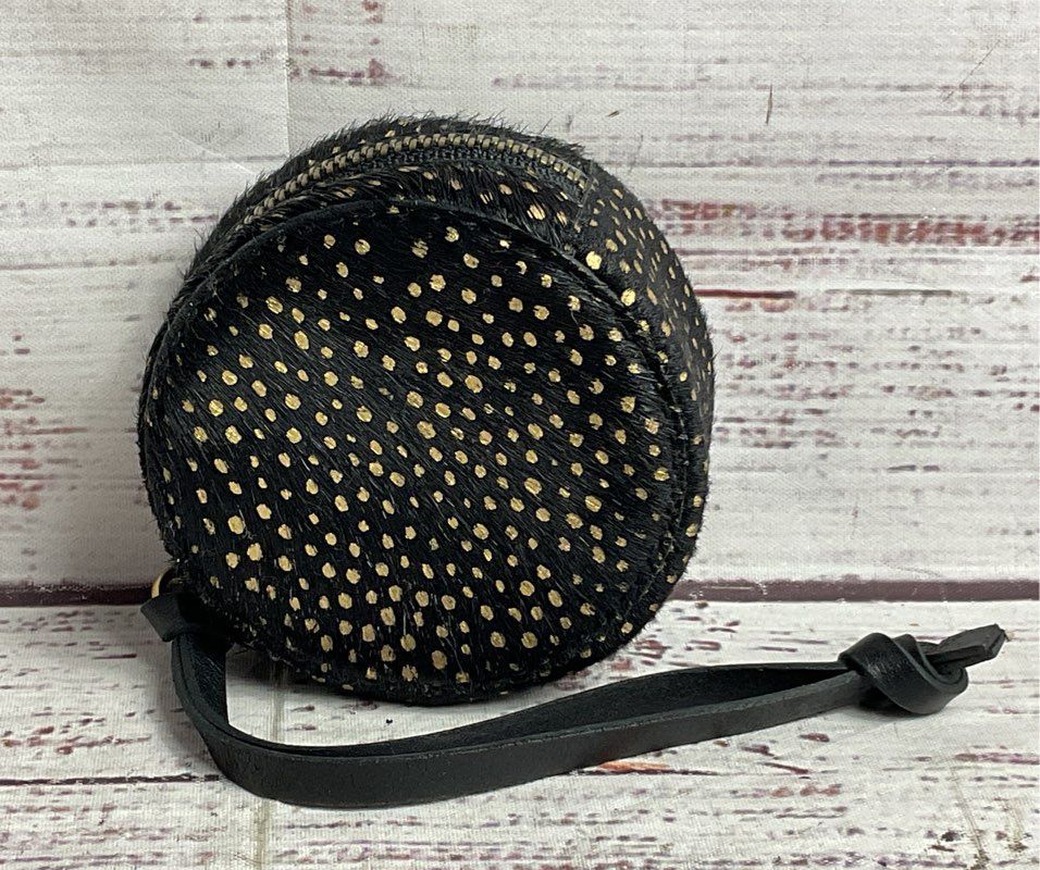 Madewell Metallic-Dot Calf Hair 3.25" Circle Pouch Black