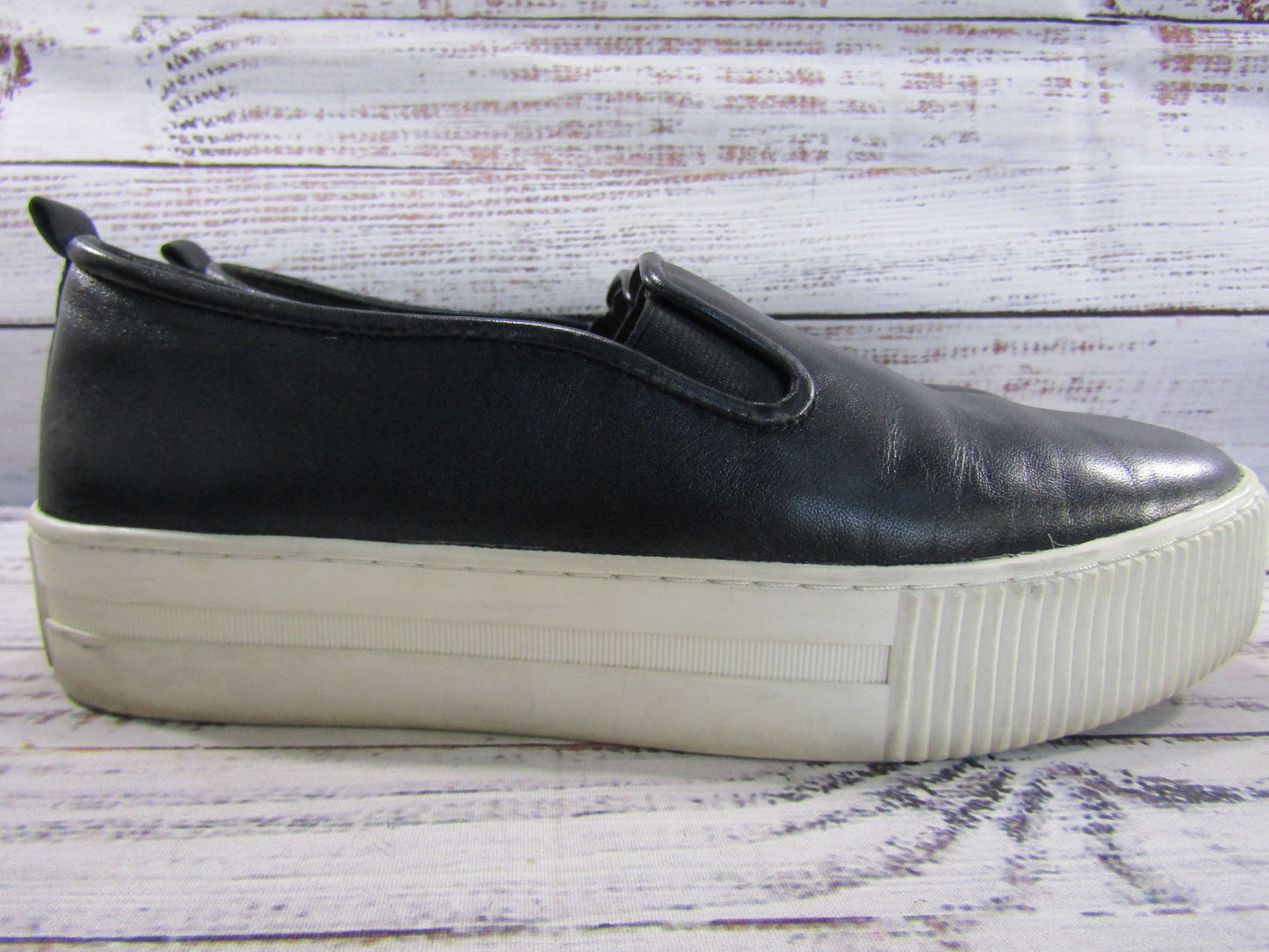 Halogen Baylee Women's Black Leather Slip-On Platform Shoes Size 8.5