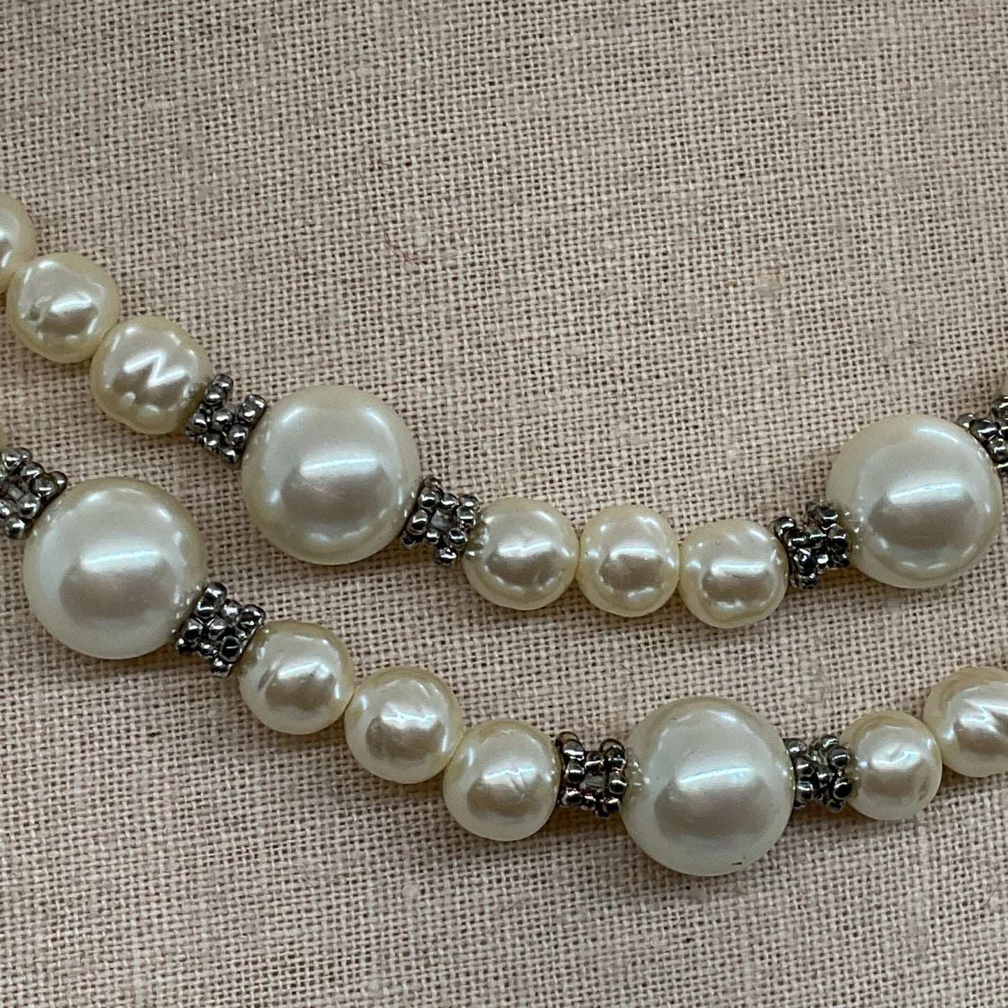 CAROLEE Silver Tone & Faux Pearl 2 Strand Necklace- 17"