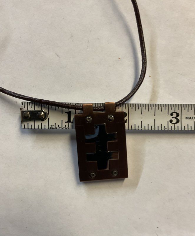 Vintage Trion Stainless Steel Pendant Leather Necklace