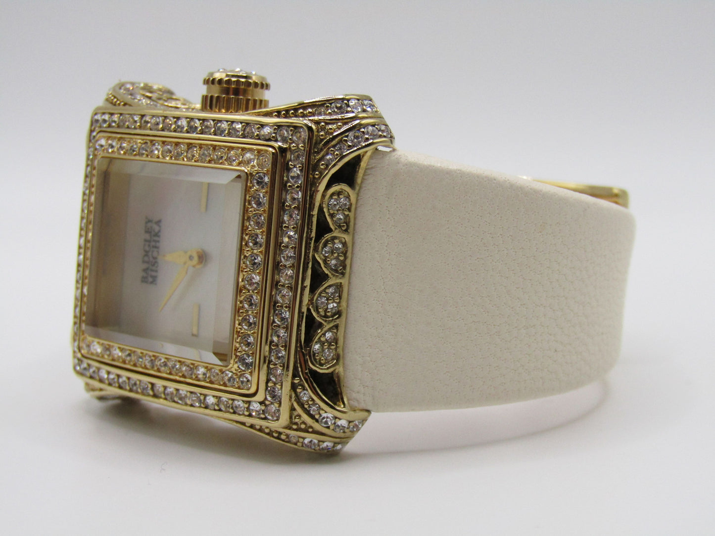 Badgley Mischka Women's Gold Plated Crystal Accent Quart Watch