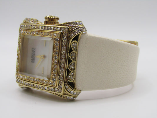 Badgley Mischka Women's Gold Plated Crystal Accent Quart Watch