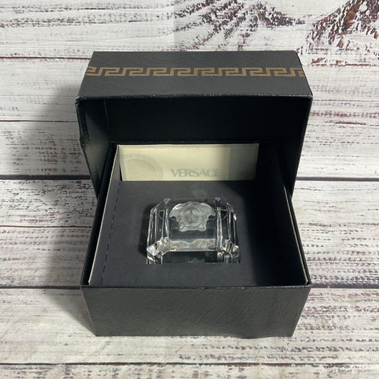 Rosenthal Versace Lumiere Medusa Head Crystal Napkin Ring in Original Box
