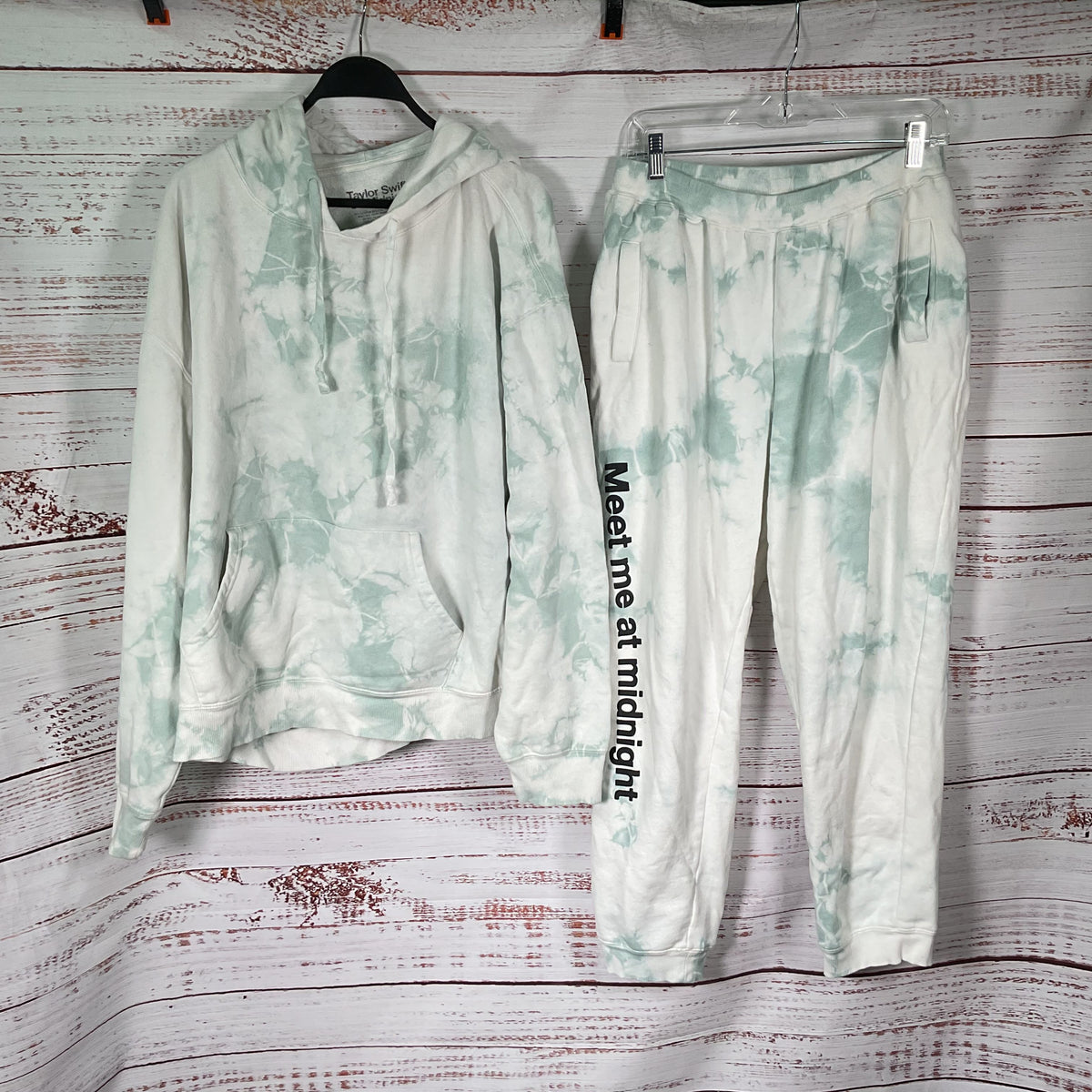 Taylor Swift Meet Me At Midnight White Green Hoodie Pants Tie Dye Set - Size XL