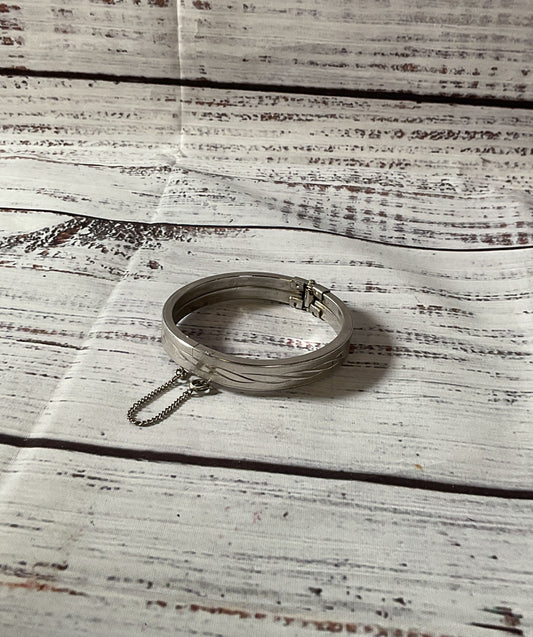 CORO Silver Tone Vintage Cuff Hinged Bracelet