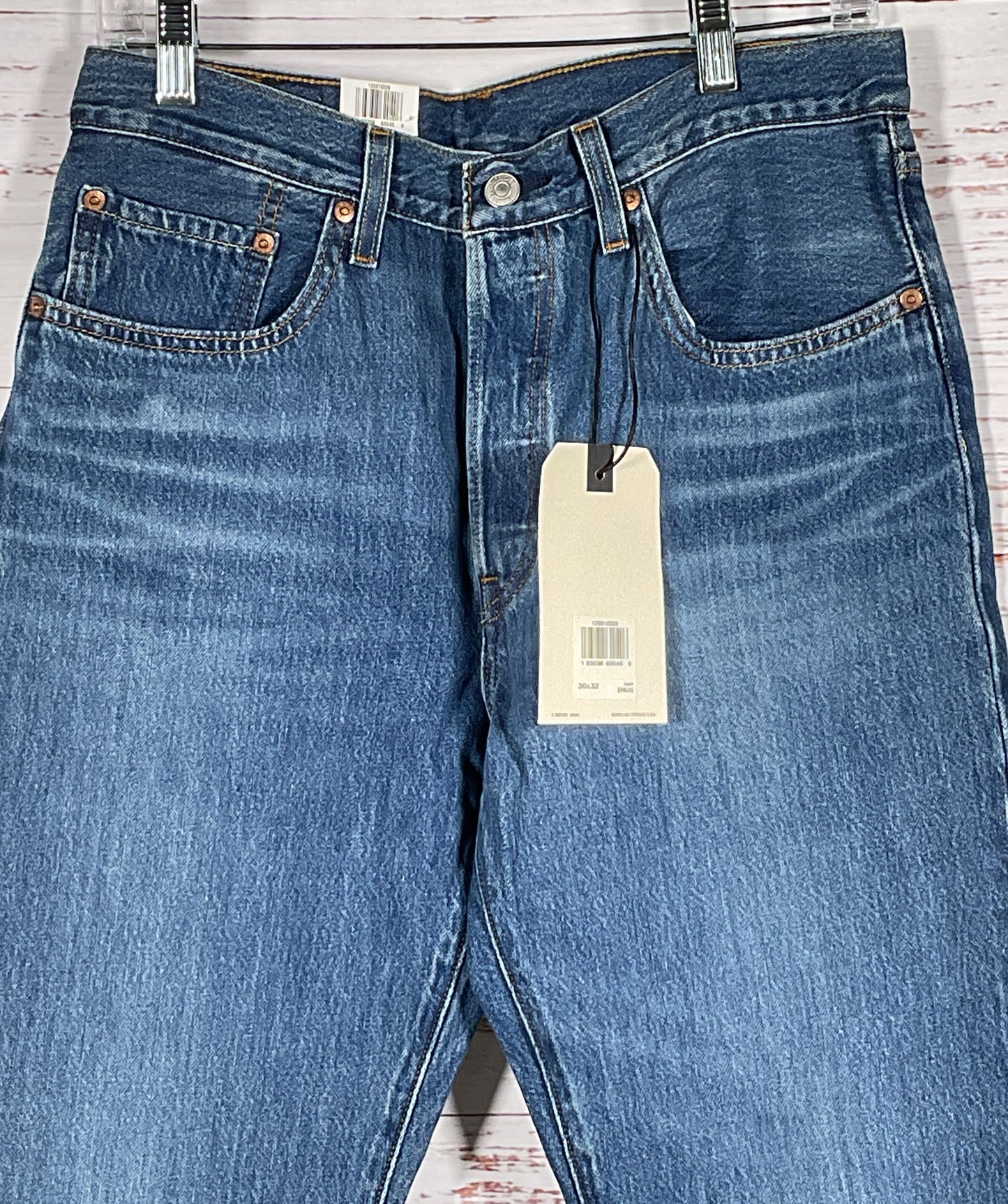 Levis Women's 501 Button Fly Raw Hem Denim Jeans Blue 30 x 32