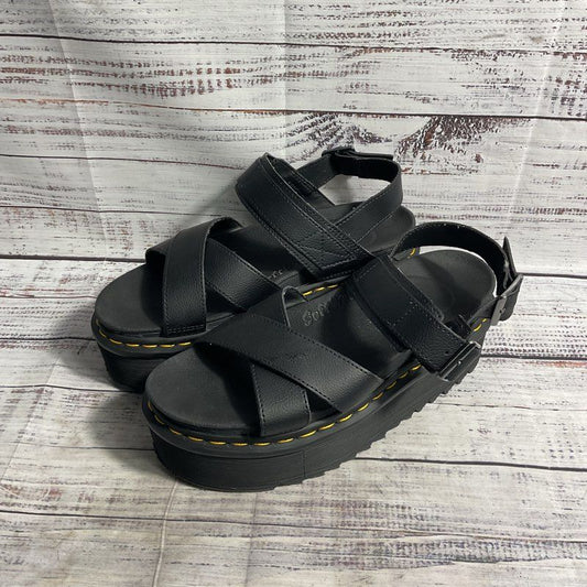 Dr. Martens Voss II Quad Black Leather Platform Gladiator Sandal Women's Size 9