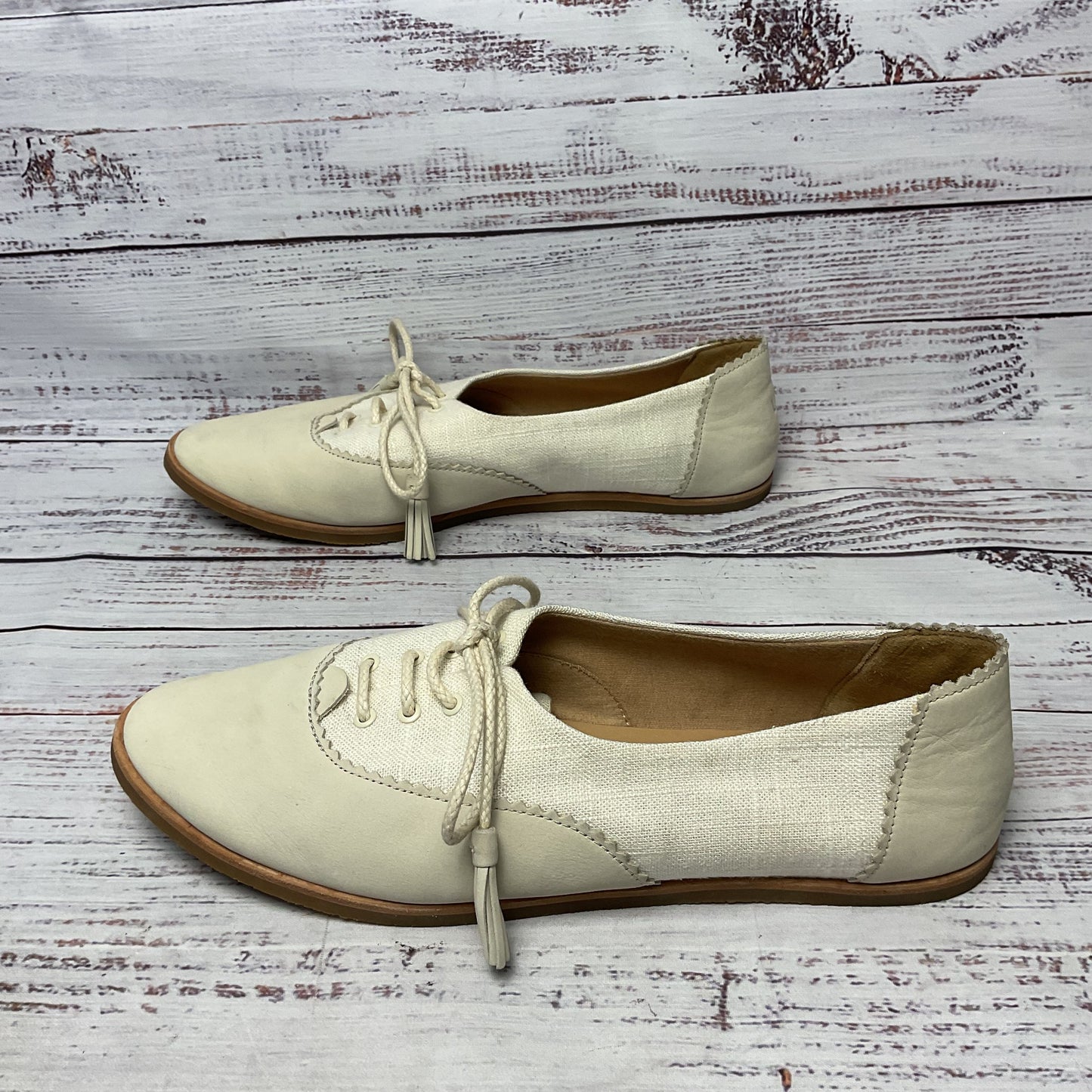 Ugg Nolita White Beige Nubuck Fabric Oxford Flat Women Size 10