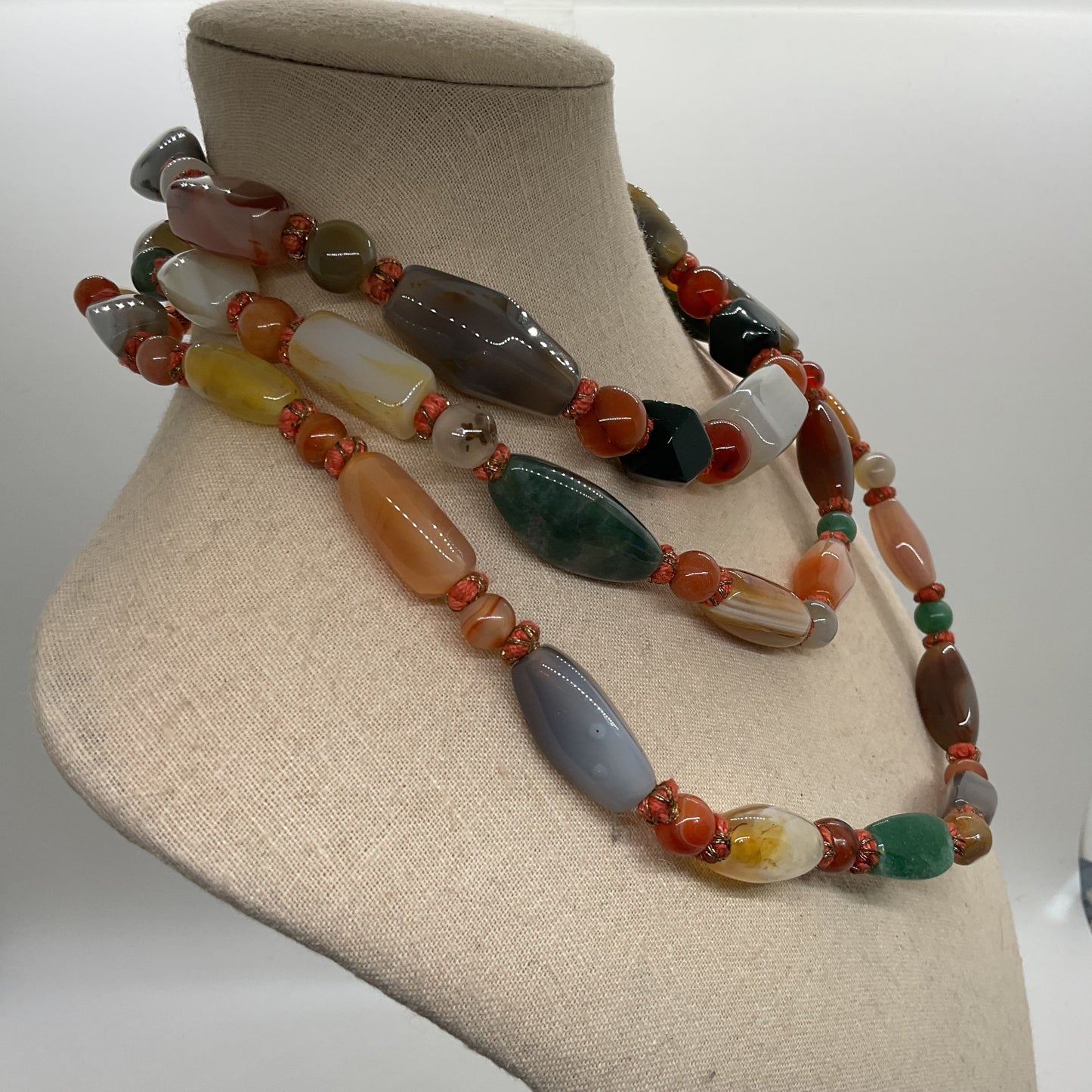 Multi Gemstone LONG Beaded Knotted Necklace- 53"