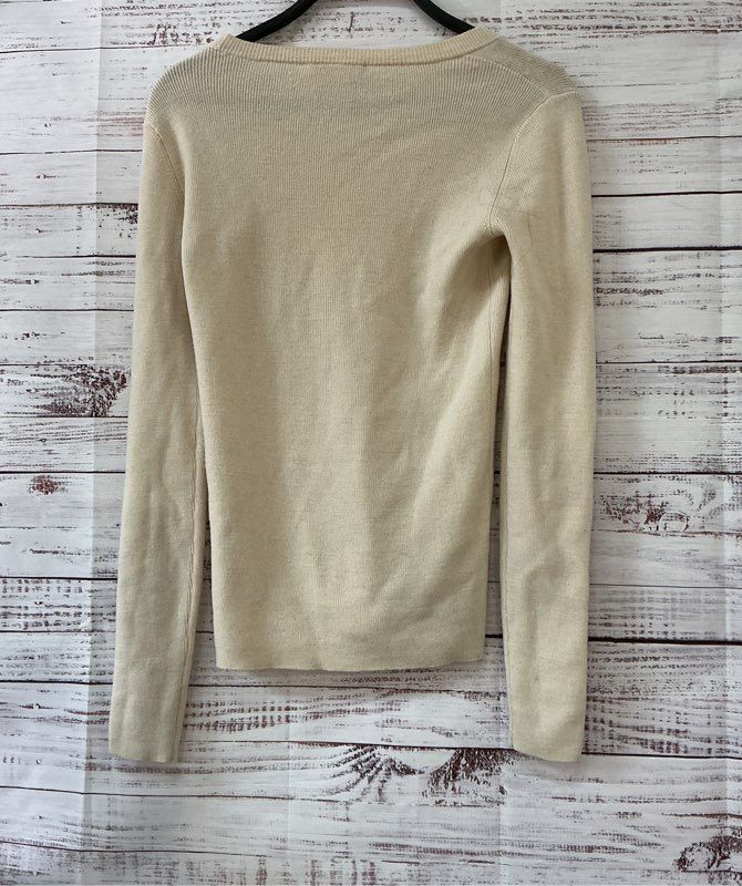 Women's See by Chloe Beige Wool Sweater w/ black velvet buttons Size XS