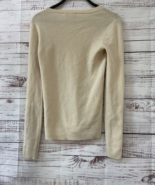 Women's See by Chloe Beige Wool Sweater w/ black velvet buttons Size XS
