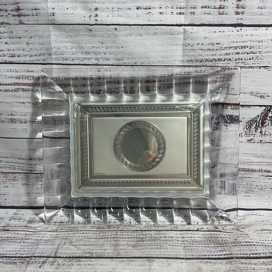Hazorfim Sterling Silver & Crystal 10" Israeli Trinket Dish Tray