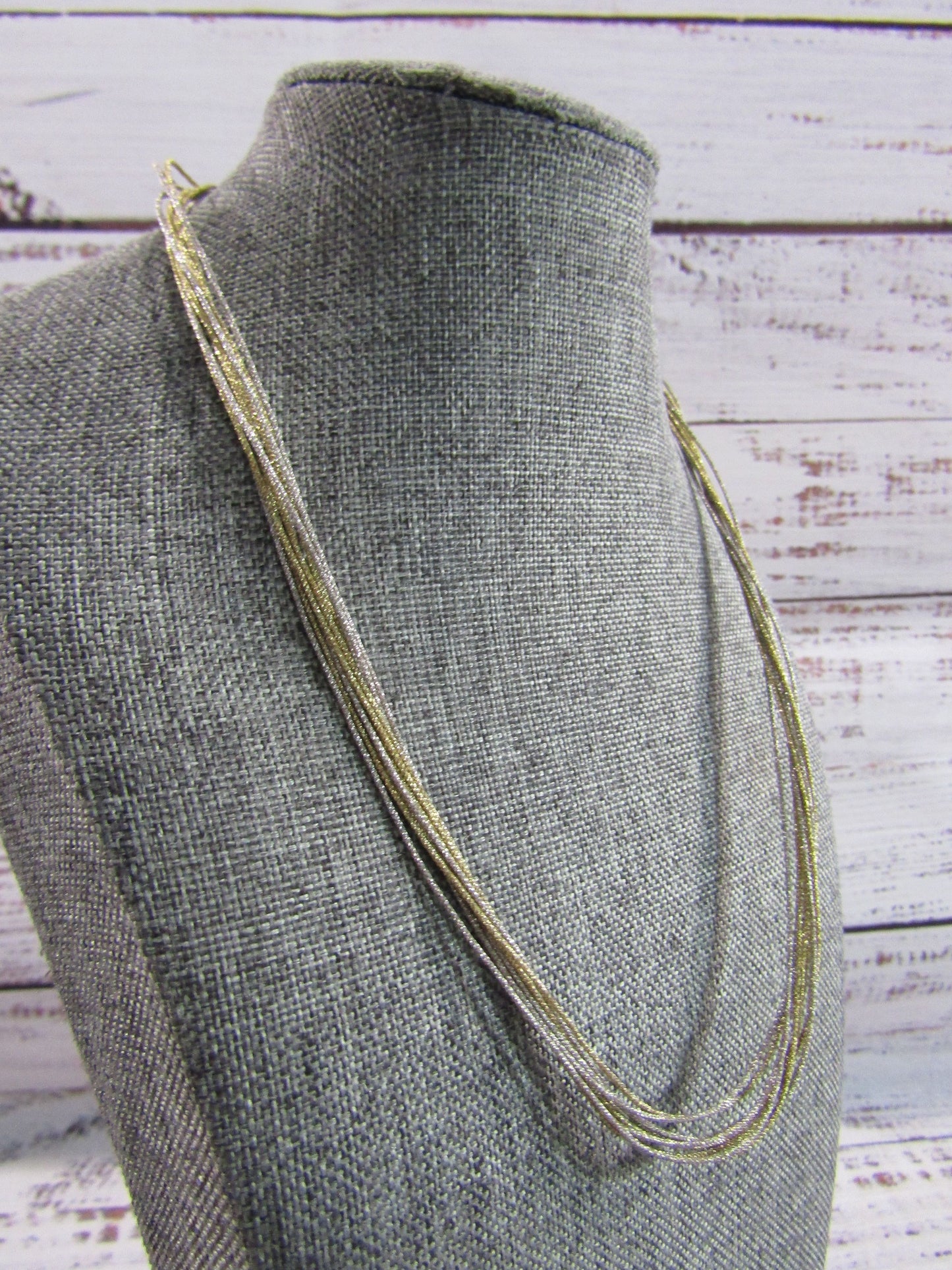 Two Tone Multi-Strand Sterling Silver Chain Necklace