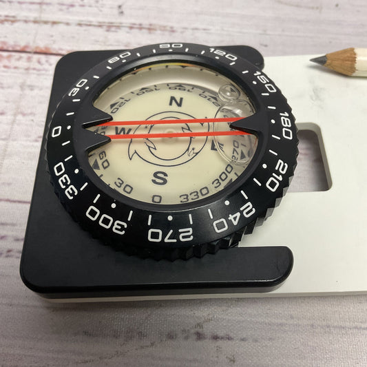Cetacea White Scuba Compass and Pencil Retractable Lanyard