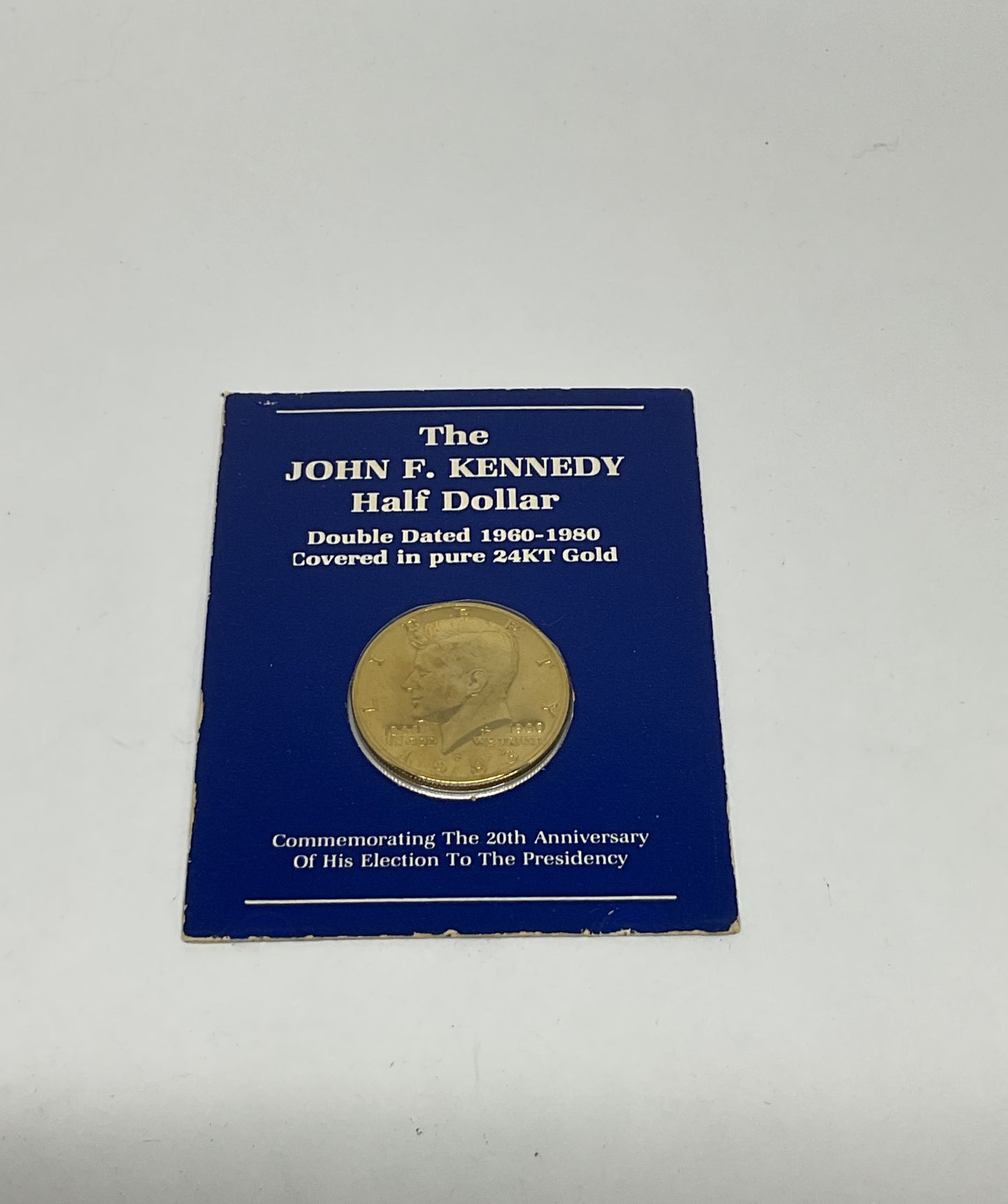 Double Dated 1960 1980 John F. Kennedy Half Dollar Coin 24K Gold Plated