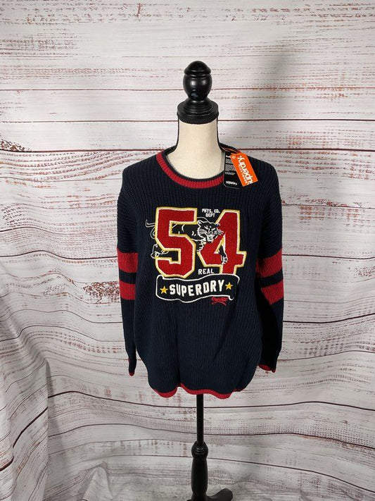 NEW Superdry Varsity Ribbed Knit Sweater #54 Superdry Original Size 12 US Blue